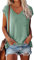 OLIPHEE Camiseta Basica Mujer Verano Mangas Cortas Camiseta Elegante Blusas Casual Toppar T-Shirt Basica Azul Verde XXL