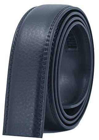 COTIDI Herren-Ledergürtel mit Ratsche ohne Löcher, 35 mm breit, ohne Schnalle, Schwarz H20, 125 cm