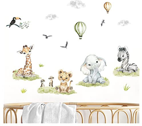 Little Deco Wandtattoo Wandsticker Kinderzimmer Mädchen Jungen Baby Safari Tiere Wandaufkleber Löwe Zebra Spielzimmer Wanddeko Babyzimmer Wandbild Kinder DL893-2
