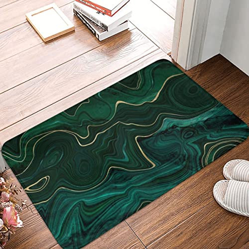 YACANNA Door Mat Indoor Outdoor Door Mat Entrance Washable Doormat Emerald Green And Gold Malachite Doormat Mat Rug Decor Bathroom Kitchen Balcony 50x80cm