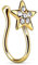 Piercingfaktor Fake Ring Non Piercing Nasenpiercing Nasenring Hoop Clip On Septum Nasenstecker Nase Messing Stern mit Kristallen Gold