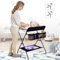 Cambiador plegable y portátil, cambiador plegable para habitación de bebé, ajustable en altura, cambiador y bañera 2 en 1 para bebé, de 0 a 12 meses (79 x 55,5 x 96 cm), color negro y blanco