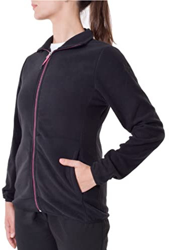 BESTLAKE BLK Felpa in Pile da Donna con Tasche Invernale Giacchetto da Trekking Escursionismo con Cerniera Ed Elastico in Vita (as6, Alpha, x_l, Regular, Regular, Standard, Nero, XL)