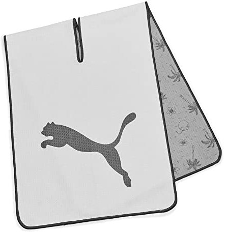 PUMA Mikrofaser-Golf-Handtuch für Spieler, Weiß/Grau