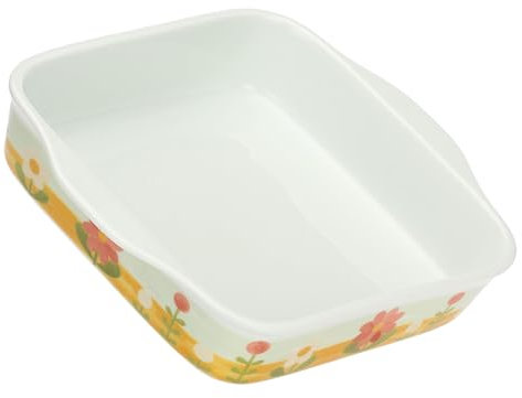 THUN, Teglia da Forno Quadrata in Porcellana Decorata a Mano con Motivi Floreali, Versione Piccola, Linea Florianne, 28.5x24.5x6 cm