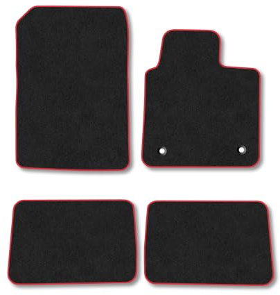 Renault Twingo (2007-2014) Carpet Car Mats | Red Edge Trim Tailored Fit Floor Mats Full Coverage Protection Accessories Easy Clean Anti Slip Made in the UK