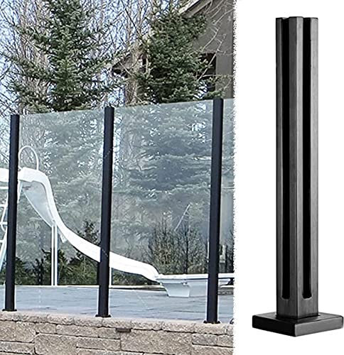 Zaunsäulen Glasgeländer Schwarze Glasgeländer Nach Klammern, Hochtemperaturwiderstand Quadratglas Balustrade Geländer Pfosten, Handlaufzaunkit für The Counter Deck ( Color : Black Corner post , Size :