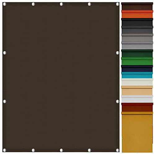 Voile D'ombrage Toile Rectangulaire étanche 1.5 x 2.6 m UV Protection Brise Vue pour Balcon avec 4 Morceaux de Corde pour Patio Jardin Terrasse Extérieur Balcon, ‎Marron