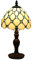 FUMAT Tiffany Tischlampe, Retro Deko Lampe Tischleuchte Nachttischlampe, Bunte Glas Lampenschirm, Mit E27 LED Glühbirne, für Schlafzimmer Wohnzimmer (1 Stück White Perle)