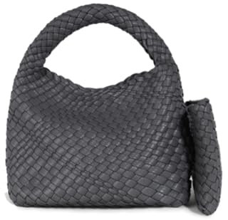 JINMANXUE Modische Handtasche für Damen, gewebte Tragetasche, Eimer, Verbundtasche, Strickkette, Umhängetasche, Geldbörsen, Grau