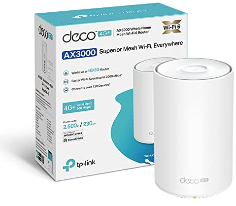 TP-Link Deco X50-4G AX3000 Whole Home Wi-Fi 6 Mesh Gateway, 4G+ Cat 6 Up to 300 Mbps (Renewed)