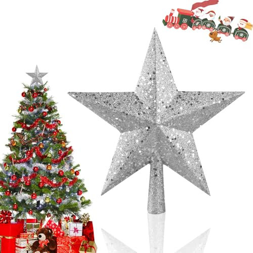 SPERMUOY Christbaumspitze, 20cm weihnachtsbaumspitze Stern,christbaumspitze Stern Baumschmuck Glitzernde Weihnachtsbaumspitze Klein,Weihnachtsbaum Spitzen für Weihnachtsbaum Deko