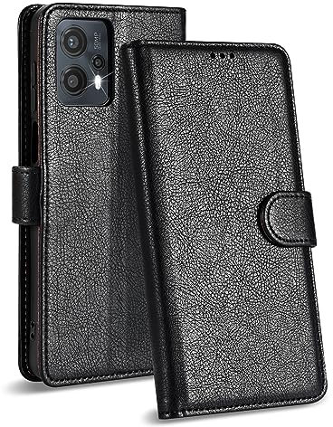 Case Collection for Motorola G14 Phone Case - Leather Folio Flip [Kickstand] Shockproof Cover with [RFID Blocking] Magnetic Wallet for Motorola Moto G14 Case Black