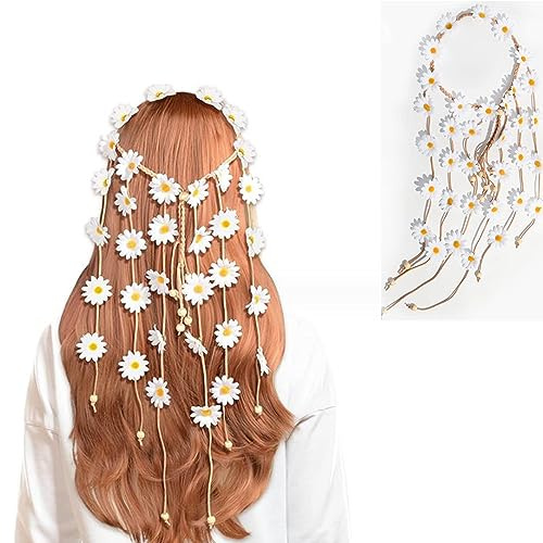 Forlush Sonnenblumen-Haarband, Verstellbar Sonnenblume Haar-Accessoires, Floral Hippie Stirnband, BohèMe-Stil, Geeignet für Strand, Party, Hochzeit Dekoration
