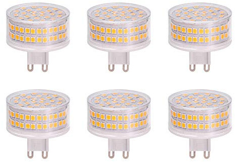 WULUN LED Leuchtmittel G9 9W, Flach Rund, 68 LED-Chips, Ersatz 90W G9 Halogenlampen, 3000K Warmweiß, 900 LM, 360 Grad Abstrahlwinkel, AC 220-240V, Nicht Dimmbar, 6 Stück