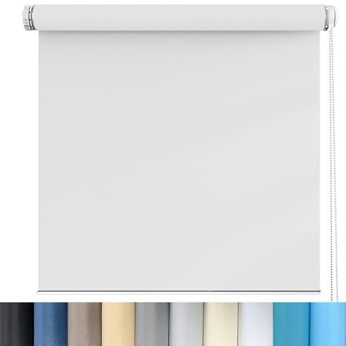 Rollo für Fenster Ohne Bohren 75 x 70 cm Einfache Installation Easyfix, Hitzeschutzrollo Inkl. Aller Montage-Teile für Wohnzimmer, Schlafzimmer, 白色
