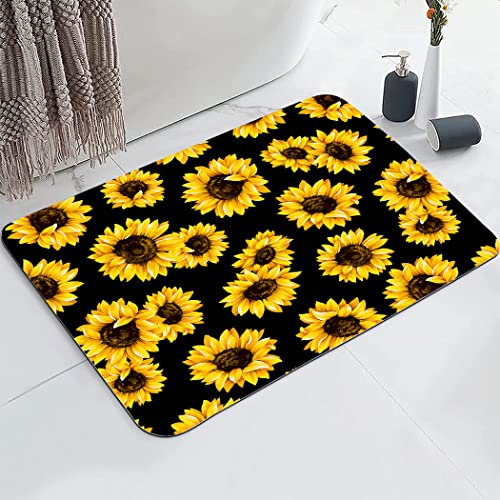 YISUMEI Badezimmerteppich 42x60 cm Badematte Gummisohle Rutschfester Waschbar Absorbierender Badvorleger Schnelltrocknend(Sonnenblume)