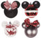 Divas World Disney Mickey & Minnie Mouse 4 Stück Dekorative Kugeln: Festliche Weihnachtsdekoration Hängende Ornamente (Rot & Schwarz Kugel)