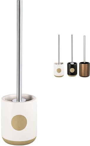 KW Luxury Ceramic/Porcelain/Stoneware Toilet Brush and Holder (Spot White)