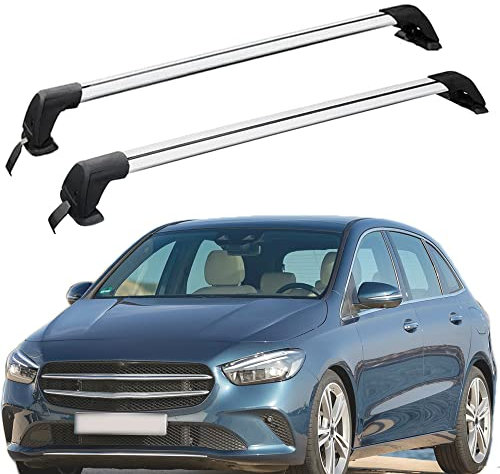 DachträGer RelingträGer für B-Class W247 2019-2023, Dachgepäckträger Alu Dachquerträger Stange AbschließBar,Silver-1-Pair