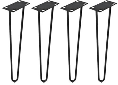 SAM Tischgestell Hairpin, 4er Set, Roheisen lackiert, schwarz, Hairpin Gestell aus Metall für Holztische, 20 x 10 x 74 cm, Gestell für DIY-Projekte
