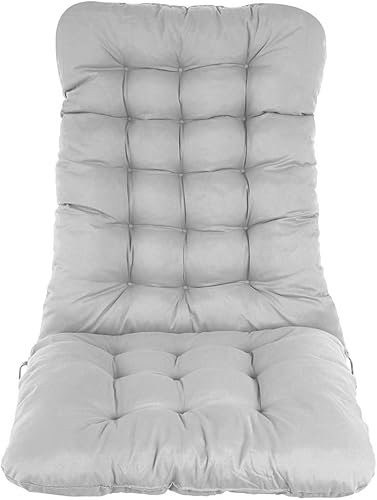 Sutowe - Cojines de silla con respaldo alto, 120 x 50 cm, silla de patio gruesa, cojín de asiento de silla para exterior, interior, cojín espesar para casa, oficina, jardín (gris)