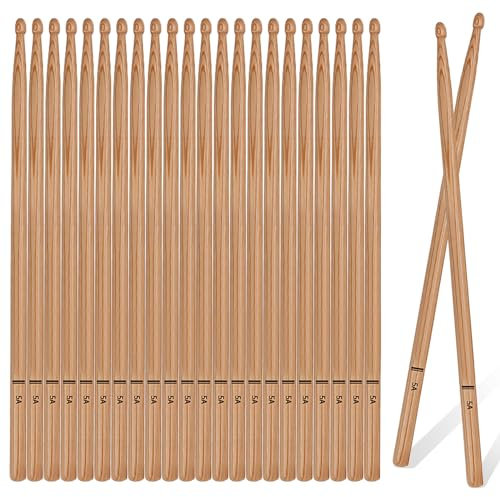 Asfrode 5A 12 Paires de Baguette Batterie, Baguette Batterie en Bois, Baguette Batterie en Chêne Robustes, Pour Adultes, Enfants et Débutants, Anti-Moisissure, Pour Batterie Jazz