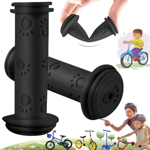 Weploda 2 Paar rutschfeste Gummi fahrradgriff, lenkergriffe Fahrrad Kinder 22mm, dauerhaft Fahrradgriffe Kinder, Niedlich Gummi fahrradgriff, Lenkergriffe Fahrrad, Für Kinderlaufrad(Schwarz)