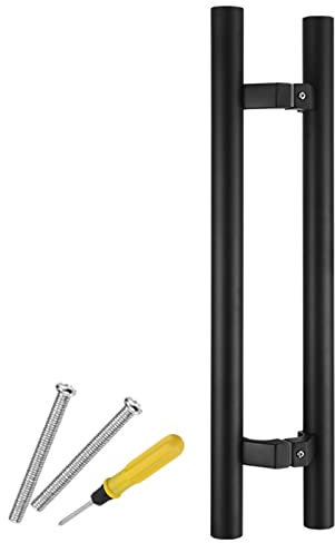 Poignée de porte d'entrée moderne, poignée de barre push-pull, poignée de porte battante double face robuste, poignée de porte coulissante en verre de douche intérieure (couleur : noir, taille : 80 cm