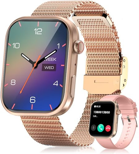 Smartwatch Damen Herren mit Telefonfunktion/Message Reminder, 110+ Sportmodi IP68 Wasserdicht Fitnessuhr, 2,01 Inch Smart Watch, Sportuhr mit Puls-Schlaf-Monitor Schrittzähler, Uhr für Android iOS
