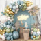 Dusty Blue Green Balloon Garland Kit, Slate blue Haze Fog Blue Sage green Beige Gold Balloon Arch Kit, Pastel Olive green Retro blues Balloons Arch for Birthday Boho Bridal Shower Wedding Decorations