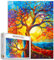 Casse-tête de 1000 pièces pour adultes, charmant arbre de vie, puzzle d'arbre coloré de style mosaïque teintée, activité familiale, parfait pour les soirées de jeu, décoration murale