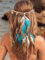 Fashband Indisches Feder-Stirnband, Boho-Münzen, Quaste, Hippie-Kopfschmuck, Tribal-Perlen, Festival-Kopfschmuck, Haarschmuck für Damen (B, Einheitsgröße)
