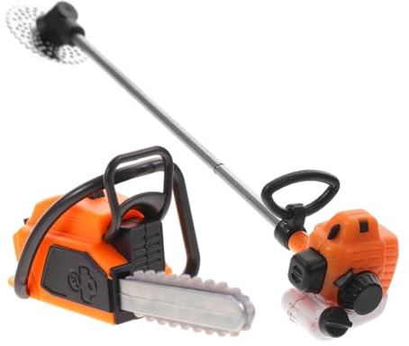 PAMINGONO Mini Gartenkettensäge Modell Set 2 Stück Miniatur Kettensäge Hausdekoration Für Gartenlandschaften Und Mini Hauszubehör 3.31 X 1.38 X 1.30 Zoll