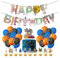 Damoff Birthday Decoration Pack: 24pcs Balloons, 1pcs Birthday Banner, 11pcs Cake Decorations - Cartoon Pattern