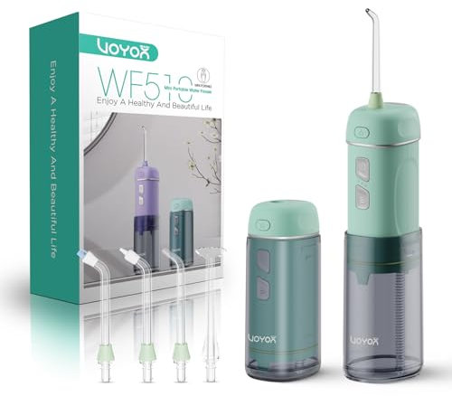 VOYOR-HEALTH Munddusche Kabellos Elektrischer Zahnreiniger, Tragbare Mundduschen IPX7 Wasserdicht und 3 Modi，Mini Wiederaufladbar Water Flosser für Zuhause und Reisen zahnreinigung,WF510 (Grün)