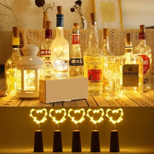Bottle Lights, 3 Pack 2M 20 LEDs Bottle Lights with Cork, Battery Operated Warm White Fairy Lights for DIY Parties,Wedding Room Decor, Birthday, Halloween Christmas Decoration- Warm White