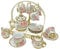 Vintage Tea Cup Set with Metal Holder and Saucer, 22 Piece European Ceramic Coffee Cup Set, with Teapot, Beautiful Tea Set Coffee Serving 6 People, for Women Tea Party Wedding