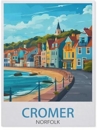 Jigsaw Puzzle 1000 Pieces for Adults，Cromer Norfolk vintage travel poster, coast，paper Puzzle - Unique Suitable for Teenagers and Adults（38x26cm）-AX79