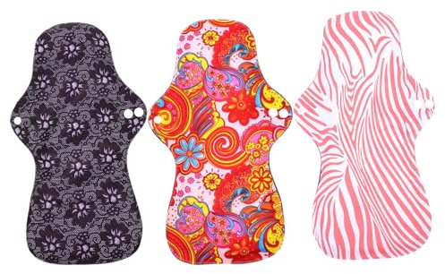 EXHUMKY 3stücke Waschbare Menstruationspads Aus Bambus Wiederverwendbare Saugfähige Hygienepads Für Perioden Umweltfreundliche Und Bequeme Damenbinden Mit Druckdesign Für Optimalen