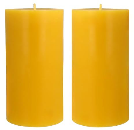 Danilovo Stumpenkerzen aus 100% Bienenwachs – Bienenwachskerzen in Premium-Qualität, Luxuriöses Accessoire für ein Gemütliches Zuhause (2 Stk., 7.5 x 15 cm, Brenndauer 100 Std)