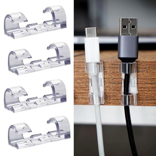 Cable Clips, 20 PCS Strong Self Adhesive Cable Tidy Wire Clips, Adhesive Cable Management Wall Holder, Cord Organiser Clips for Home and Office