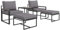 Outsunny Gartenmöbel Set 2 Personen Stahl wetterfest Balkonmöbel-Set mit 2 Sessel Sitzkissen Beistelltisch Hocker Outdoor Sitzgruppe Terrassenmöbel Gartengarnitur für Garten Terrasse Balkon Grau