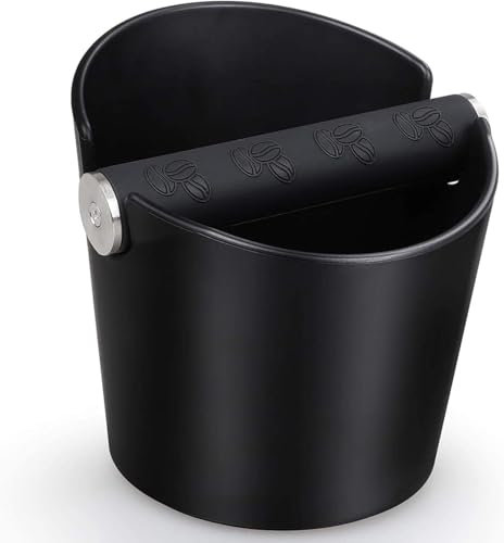 Coffee Knock Box 4.8 Inch Espresso Knock Box Coffee Bin Barista Machine Accessories Shock-Absorbent Barista Style with Removable Metal Bar (Black)