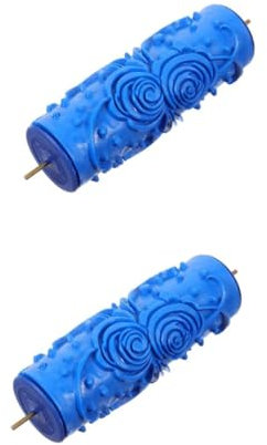 Uonlytech 2stücke Paint Wallpaper Roller Mit Gummirolle Für Wandgestaltung Blumenmuster Holzmaserung Blau Installieren Für Kreative Heimprojekte
