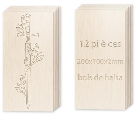 Fogli di legno di Balsa 200 x 100 x 2 mm (set di 12) - Legno leggero e facile da lavorare per aerei modelli, sculture e trucchi(200 x 100 x 2 mm)12 pz