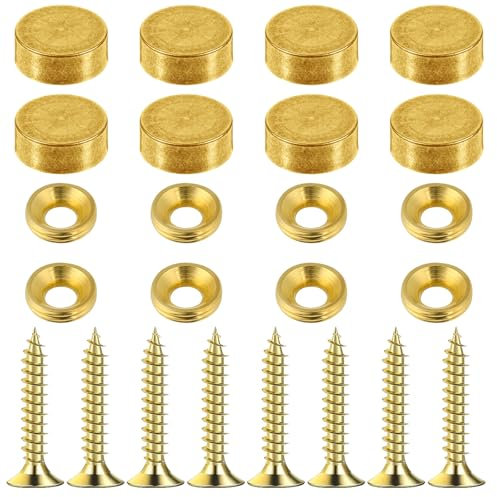 Mabor 8Pcs Decorative Screws with Caps, Brass Upholstery Tacks Self Tapping Decorative Screw Covers for Furniture Cabinet Door Window Painting Mirror Fixing