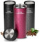 Thermobecher personalisiert 'Crystal' 450 ml - auslaufsicherer Kaffeebecher to go - Edelstahl Trinkbecher mit 360-Grad Deckel - Personalisierte Geschenkidee für Männer & Frauen, Farbe:pink