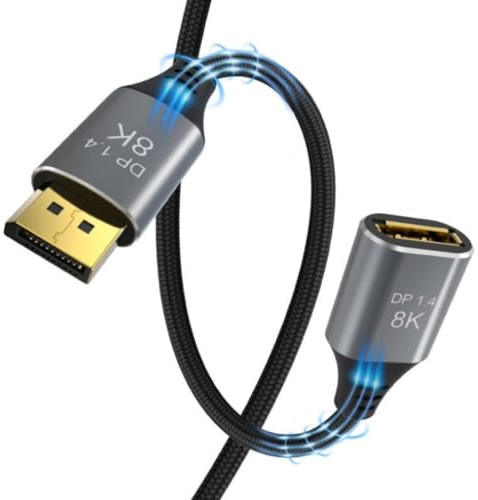 DisplayPort 1.4 Extension Cable 8K 60Hz UHD 4K 144Hz Male to Female Connection