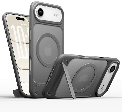 LISEN iPhone Air Case, iPhone 17 Air Hülle mit [Unsichtbarer Ständer] [20N Super Magnetkraft] Tastenschutz & Militärschutz Handyhülle für iPhone 17 Air Case Dünn Stoßfest Matt- Grau